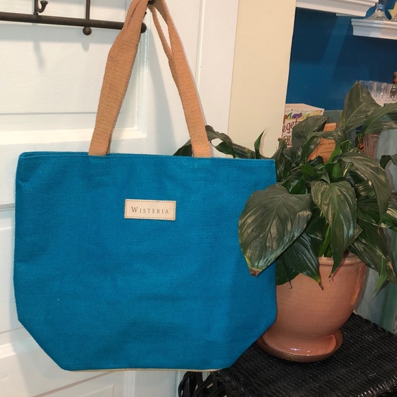 BEAUTIFUL BURLAP BAG-FULL LINING VELCRO CLOSURE